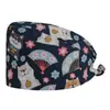 Touca Cirúrgica Tecido Estampado Touca de Médico Touca de Enfermeira Desenho Animado Estampado Touca de Beleza Touca Sanitária Touca Cirúrgica Ajustável