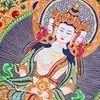 Caja roja Tangka Gahu pintada a mano, decoración de mesa, Dios Amarillo de la Riqueza, estatua de Buda Mahasthamaprapta, Manjushri nepalí, adornos de Tara Verde