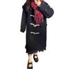 Abrigo de Lana Negro con Botones de Cuerno para Mujer, Otoño e Invierno 2026 Nuevo Estilo Hepburn Coreano Elegante Grueso Abrigo de Lana