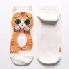Nuevos calcetines tobilleros de algodón estilo japonés y coreano para primavera-verano para mujer, calcetines cortos con estampado de mascota lindo gato y perro al por mayor