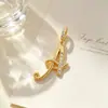 Cobre Oro VerdaderoQi Xu Una Palabra Moda Comercio Exterior Transfronterizo DIY Joyería Cobre Circonita Microincrustación Celebridad de Internet Versátil