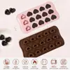 Molde de Silicona para Chocolate en Forma de Corazón de 15 Piezas para San Valentín Transfronterizo, Molde para Hornear de Cocina DIY para Pudín con Ranura en Forma de Corazón