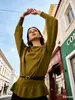 Marca Z Comercio Exterior Transfronterizo En Stock Estilo Europeo y Americano Ropa para Mujer 2026 Primavera Nueva Moda Top de Punto Hombros Descubiertos con Cinturón