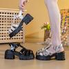 Sandalias Romanas Cerradas para Mujer, Nuevos Zapatos de Plataforma de Suela Gruesa Verano 2026, Zapatos tipo jaula con tacón grueso y tejido hueco para mujer