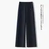 Calça Wide Leg de Cintura Alta Estilo Coreano Feminina 2026 Nova Solta Emagrecedora Para o Trabalho Casual Perna Reta Longa Outono Respirável Versátil