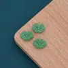 Imitación de Jade de Vidrio Verde Claro Verde Oscuro Colgante en Forma de Calabaza Jade Blanco Trébol de Cuatro Hojas Jade Amarillo Loto Collar Pulsera DIY Encanto