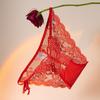 Ropa interior de encaje sexy con bordado de estilo rosa para mujer, bragas huecas de cintura baja transpirables con entrepierna de algodón sin costuras francesas para mujer