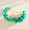 Pendientes de Flor en Forma de C de Gasa Estilo Resort Europeo y Americano, Pendientes de Personalidad de Moda Transfronterizos, Pendientes de Nicho de Gama Alta