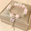 Nuevo Pulsera de Mariposa de Cristal Estilo Chino para Mujer, Estilo Antiguo, Dulce y de Alta Gama, Pulsera de Borla Rota de Jade con Degradado Rosa