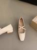 Estilo coreano Design Sense Raso Boca Sapatos de Camada Única Sapatos Pequenos de Couro Sapatos Femininos de Salto Grosso Verão Novo Estilo Francês Retro Sapatos Mary Jane prateados