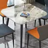 Mesa de Comedor de Piedra Sinterizada Moderna Minimalista Mesa para Apartamento Pequeño Combinación de Mesa y Sillas Lujo Ligero Restaurante Mesa de Comedor Cuadrada Mesa de Negociación