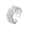 Anillo de Margarita de Plata de Ley S925 para Mujer Diseño de Nicho Lujo Accesible Alto Gama Contraste de Color Dorado y Plateado Apertura Ajustable