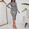 Amazon europeo y americano deseo AliExpress eBay moda elegante bolso de pata de gallo vestido de cadera ropa de mujer