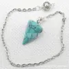 Venta caliente Ágata natural Cristal gema cono hexágono cono colgante DIY Colgante de cristal