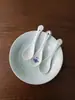 Cuchara de Hibisco Cuchara para Arroz Cuchara Pequeña para Sopa Casera Cuchara Pequeña Cerámica de Alta Temperatura Esmalte Azul Sombra Porcelana Blanca