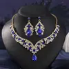 Conjunto de Colar de Diamantes Coloridos de Luxo Mais Vendido Europeu e Americano Joias para Jantar Conjunto de Duas Peças Conjunto Clássico Retrô Conjunto de Noiva Corrente