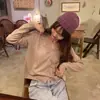 Cardigã de malha com fio de núcleo para mulheres, novo estilo coreano, caimento solto, top cardigã curto casual com decote V