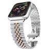 Adequado para Apple iwatch9 Pulseira de Aço Inoxidável de Cinco Contas Apple watch8 Fecho Borboleta Pulseira de Relógio de Metal