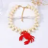 Collar de aleación con colgante de cangrejo con gota de aceite, perlas de gota de agua, estilo marino de verano europeo y americano, para mujer, versátil, de nicho