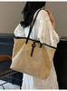Bolso de gran capacidad tejido de paja versión coreana transfronteriza 2025 primavera nuevo bolso tejido estilo extranjero vacaciones hombro tote