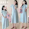 Vestido de Punto Casual Cómodo de Verano 2026 con Cuello Polo Holgado y Lunares para Mujeres Embarazadas