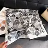 Bufanda con Estampado de Tablero de Damas y Flores de Seda Artificial, Chal de Alta Gama, Bufanda para el Cuello con Protección Solar, Pañuelo para la Cabeza, Bufanda