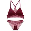 Sujetador de Verano para Mujer, para Busto Pequeño, con Acolchado, Inalámbrico, Ultra Delgado, Rojo, Estilo Francés, con Tirantes Finos, de Encaje, con Copas Triangulares