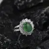 Silver City S925 Prata Esterlina Calcedônia Verde Natural Girassol Colar Brinco Anel Feminino Novo Estilo Chinês Moda Nacional Joias de Jade