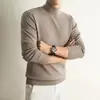 Suéter de Punto de Lana para Hombre Estilo New Old Money Otoño e Invierno, Cálido y Agradable para la Piel, Suéter Casual de Cuello Semi Alto, Ropa Versátil para Hombre