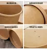 Caixa de Papel Kraft para Levar Alimentos Leves Bombeada Tigela Redonda de Papel Balde para Sopa Xícara de Sopa Xícara de Mingau Tigela de Papel para Salada Balde Descartável para Mingau