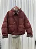 Chaqueta de Plumas 2026 Invierno Nuevo Estilo Coreano Cuello Alto Cuadros Retro Patchwork Corta Engrosada para Mujer