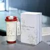 Vaso Aislado de Acero Inoxidable 316, Botella de Agua de Viaje de Doble Uso, Vaso con Popote, Vaso Portátil, Taza de Café Lily of the Valley Caja de Regalo