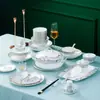 Nuevo Juego de Vajilla de Cerámica Jingdezhen, Tazones y Platos Domésticos de Gama Alta, Regalos de Boda y de Inauguración de Casa, Juego de Tazones y Platos de Porcelana de Hueso