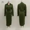 Atravessando Fronteiras Amazon Europa e América 2025 Novo Outono Vestido Slim de Manga Longa Feminino Elegante Gola Camisa Saia Longa