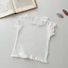 INS Verano Bebé Hueco Amor Borde Oreja Sin Mangas Camiseta Base para Bebé Niña Simple Puño Denso Top