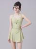 Traje de Baño Nuevo 2025 para Mujer de Una Pieza Conservador Cubre Vientre Adelgazante Estudiante Fresco Color Sólido Estilo Falda Pecho Pequeño Traje de Baño para Aguas Termales