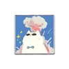 Broche de Gato Redondo de Dibujos Animados con Gafas de Sol Gato Gordo Fondo Azul Soñador Estrellas Nubes Pin de Aleación Decoración de Atuendo Insignia