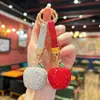 Llavero Colgante de Manzana 3D Pequeña con Incrustaciones de Pedrería Transfronteriza, Accesorio Versátil para Bolsos de Mujer, Dijes de Alta Gama, Pequeño Regalo