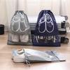 Bolsa para Guardar Zapatos, Bolsa de Viaje Gruesa con Cordón, Bolsa de Viaje Conveniente Impermeable Transparente No Tejida con Cordón