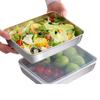 Bandeja de Acero Inoxidable de Grado Alimenticio Personalizada para el Hogar con Tapa Transparente, Caja de Almacenamiento de Alimentos para Refrigerador de Cocina al por Mayor
