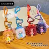 Chaveiro de menina de desenho animado moderno e descolada com cabelo cacheado, pingente de silicone, boneca Nai Fu, acessório para bolsa feminina, pequeno presente chaveiro