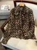 Blusa Elegante de Leopardo com Gola Alta e Laço Mangas Bufantes Roupas Femininas para o Trabalho 1688 Fonte Atacadista