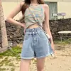 Shorts de Mezclilla de Pierna Ancha para Mujer 2026 Verano Delgados Nuevo Estilo Dobladillo Enrollado Línea A Adelgazantes de Cintura Alta Hot Pants para Figuras Petite