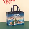 Bolsas de regalo personalizadas, bolsas de tote no tejidas con tema navideño y impresión de logo, al por mayor, para regalos de Nochebuena y empaque de dulces navideños