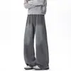 Pantalones de chándal de estilo americano para calle, de pierna curva, para hombre y mujer, pantalones de pierna ancha con lavado degradado negro oscuro, bolsillos tridimensionales de trabajo, pantalones largos de moda