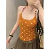 5700 Camisola Chaleco de Cuello Colgante con Lunares para Mujer Verano Adelgazante Favorecedor Ropa Exterior Estilo Chica Picante Top Corto sin Mangas Espalda Bonita