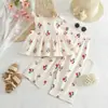 Conjunto de dos piezas estilo coreano para niñas: top sin mangas + pantalones, atuendo cómodo para vacaciones y salidas de niñas, envío gratis