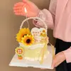 Decoración de Pastel con Forma de Cesta de Flores de Perla para el Día del Maestro 2026 Adorno Tarjeta de Agradecimiento con Ramo de Girasol