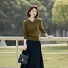 Tejido Chic y Hermoso con Cuello Polo para Mujer, Moda Elegante de Primavera y Otoño, Top Ligero y Maduro, Top de Lana Delgado y Cálido