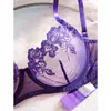 Conjunto de Lencería Sexy Morado Francés Transfronterizo Tentación Diversión con Bordados de Encaje Conjunto de Dos Piezas